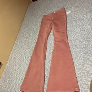 Free People we the people pink denim pants Flared NWT Women 26. SKU-A297 #denin